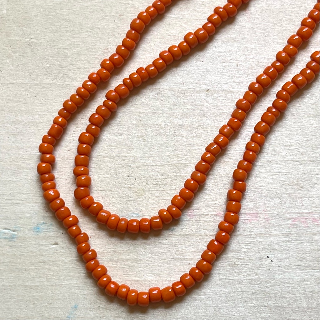 Handmade Glass Necklace | Vintage Glass Bead Readymade Necklace In Sherbet